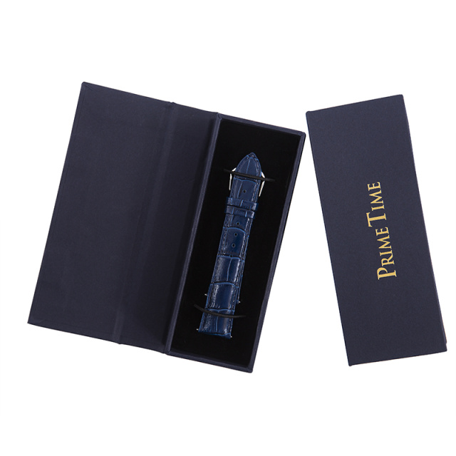 盛时定制墨蓝色牛皮竹节纹表带15*14MM