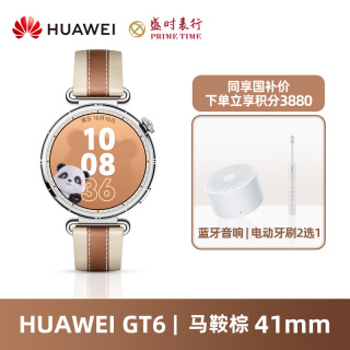 华为 WATCH GT 6 运动健康 智能手表41mm 马鞍棕 棕色符合素皮表带