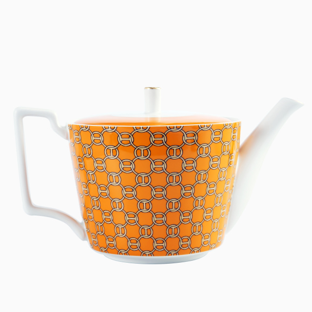 橙色欧式奢华咖啡杯套装下午茶具（1壶+1奶壶+1糖罐+4套杯碟）