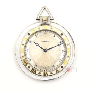 卡地亚(cartier) 18k黄金/铂金/水晶古董怀表