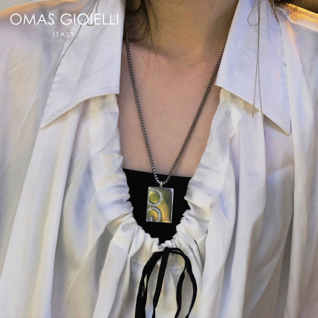 奥玛仕 OMAS项链饰品原创心潮系列LOGO字母镶钻项链时尚