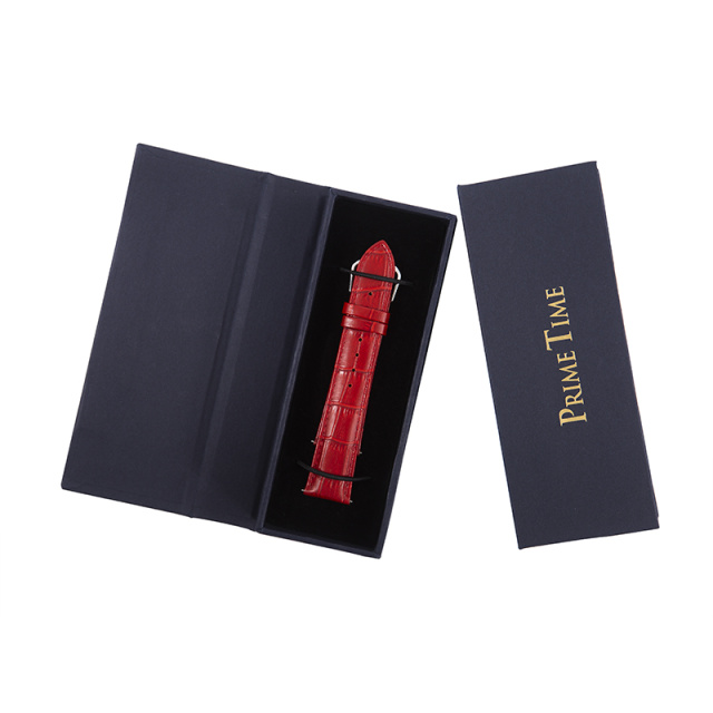 盛时定制正红色牛皮竹节纹表带15*14MM