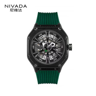 【精钢】尼维达超跑系列经典车轮炫酷机械腕表-绿色