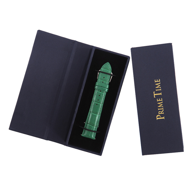 盛时定制深绿色牛皮竹节纹表带14*12MM