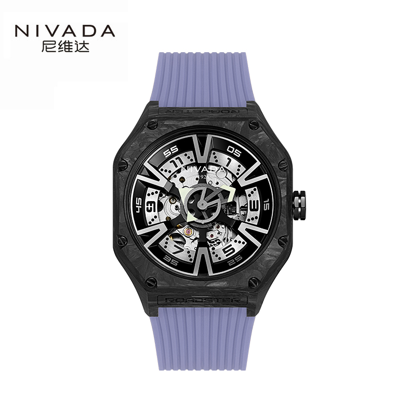 【全碳纤维】尼维达超跑系列车轮镂空机械腕表-尊享紫