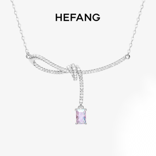 何方珠宝 HEFANG Jewelry 方糖系列 HFK09720928 极光丝带结锁骨链