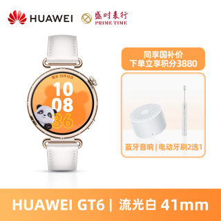 华为 WATCH GT 6 运动健康 智能手表41mm 浮光白 白色复合素皮表带