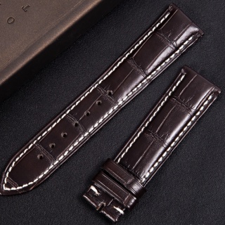 盛时定制适配浪琴棕色鳄鱼皮竹节纹表带19*18（不赠送表扣）