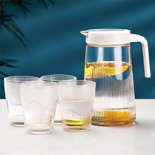 夏季凉水壶套装 家用装水大容量茶壶玻璃凉水壶杯套装五件套