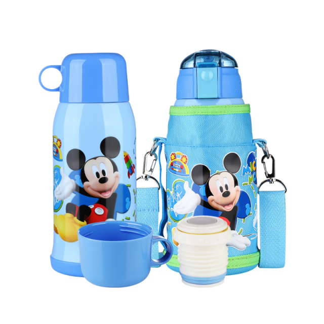 迪士尼（Disney）保温杯550ML儿童不锈钢吸管水壶（米奇蓝色）
