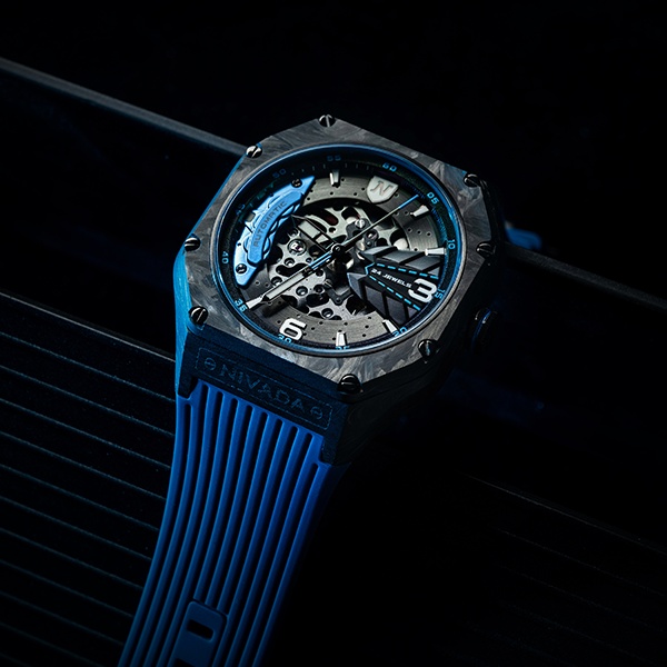 【全碳】尼维达超跑系列新款刹车盘炫酷机械腕表-阿斯卡里蓝
