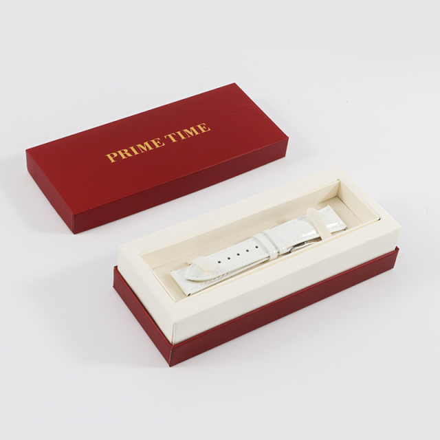 PRIME TIME盛时定制亮白色牛皮竹节纹表带22*20MM