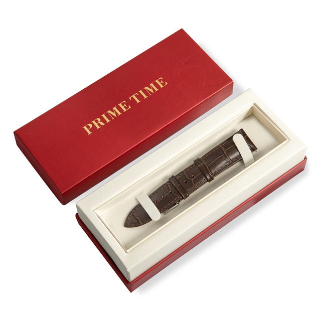 PRIME TIME盛时定制深棕色牛皮竹节纹表带23*20MM