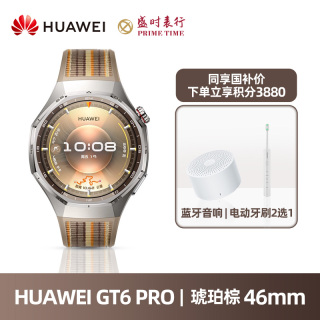 华为 WATCH GT 6 Pro 运动健康 智能手表46mm 琥珀棕 棕色复合表带
