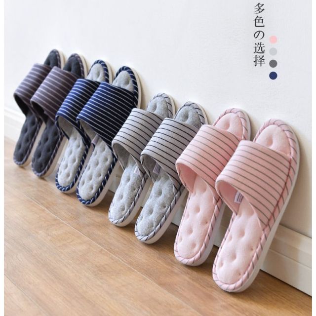 日式春秋棉布软底女式拖鞋粉色(39/40码)