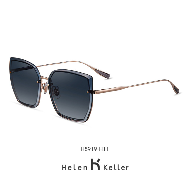 Helen Keller海伦凯勒太阳眼镜 个性偏光太阳镜时尚潮墨镜女款H8919H11（深灰渐进）