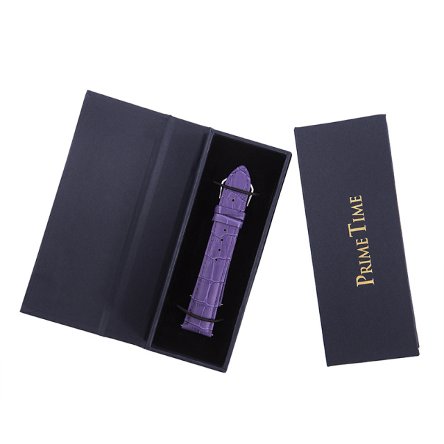 盛时定制紫色牛皮竹节纹表带14*12MM
