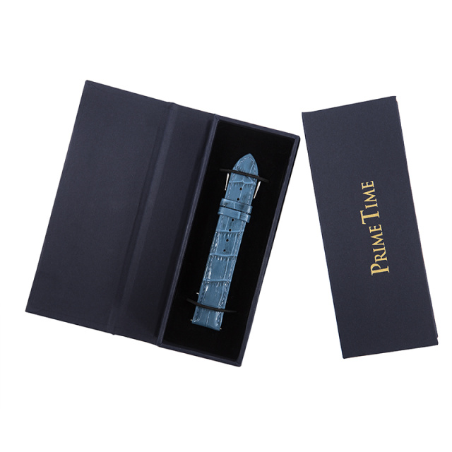 盛时定制牛仔蓝
牛皮竹节纹表带22*20MM