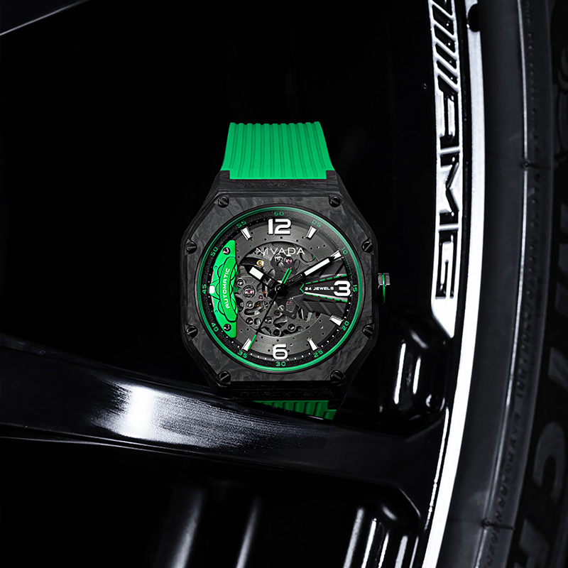 【全碳】尼维达超跑系列刹车盘炫酷机械腕表-激情绿