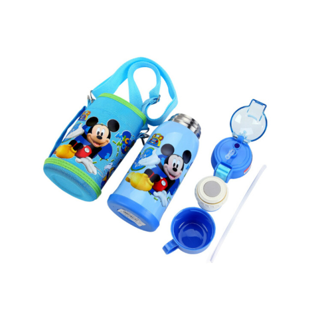 迪士尼（Disney）保温杯550ML儿童不锈钢吸管水壶（米奇蓝色）