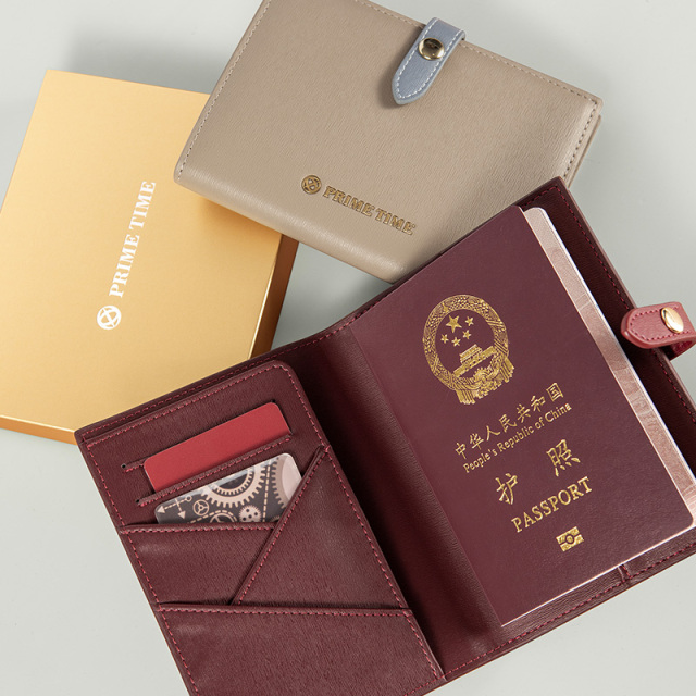 PRIME TIME盛时定制护照夹 水波纹 PU皮革护照证件保护套（福紫色）