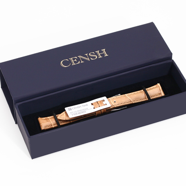 CENSH浅棕色意大利牛皮竹节纹表带15*14mm