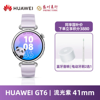 华为 WATCH GT 6 运动健康 智能手表41mm 流光紫 紫色氟橡胶表带