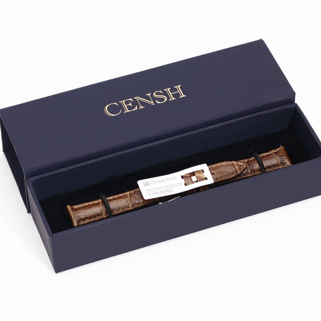 CENSH泥绿色意大利牛皮竹节纹表带13*12mm