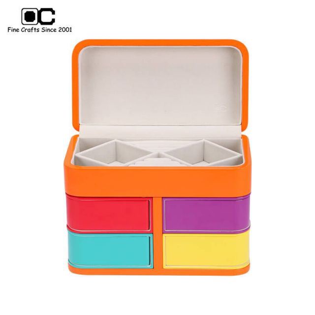 OC开合欧式3层*2首饰珠宝盒 创意彩色木质饰品收纳盒 小SD-122