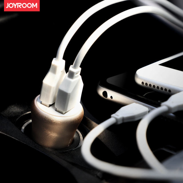 Joyroom黑科技金属双USB车充 3.1A新款原装智能车载旅行快充充电器（锖色）