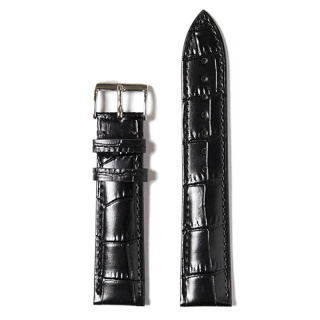PRIME TIME盛时定制亮黑色牛皮竹节纹表带15*14MM